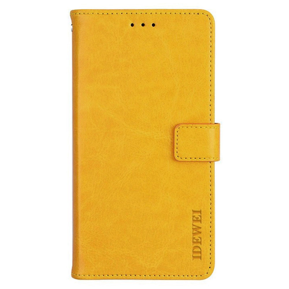 IDEWEI For Samsung Galaxy A16 4G / 5G Stand Case Crazy Horse Texture Leather Phone Cover - Yellow