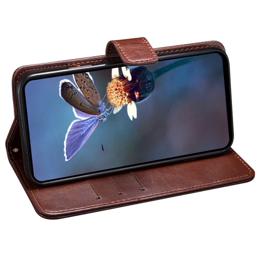 IDEWEI For Samsung Galaxy A16 4G / 5G Stand Case Crazy Horse Texture Leather Phone Cover - Yellow