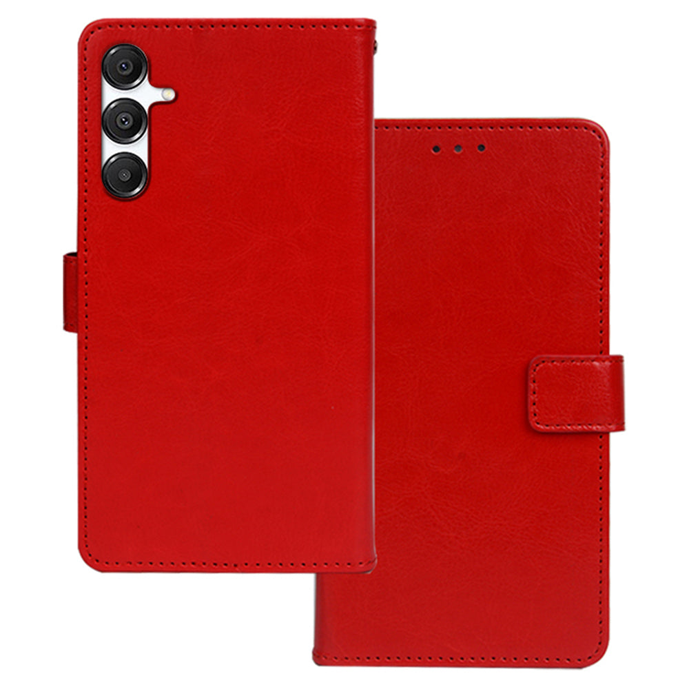 IDEWEI For Samsung Galaxy A16 5G / 4G Case Card Slots Holder Leather Phone Cover Crazy Horse Texture - Red