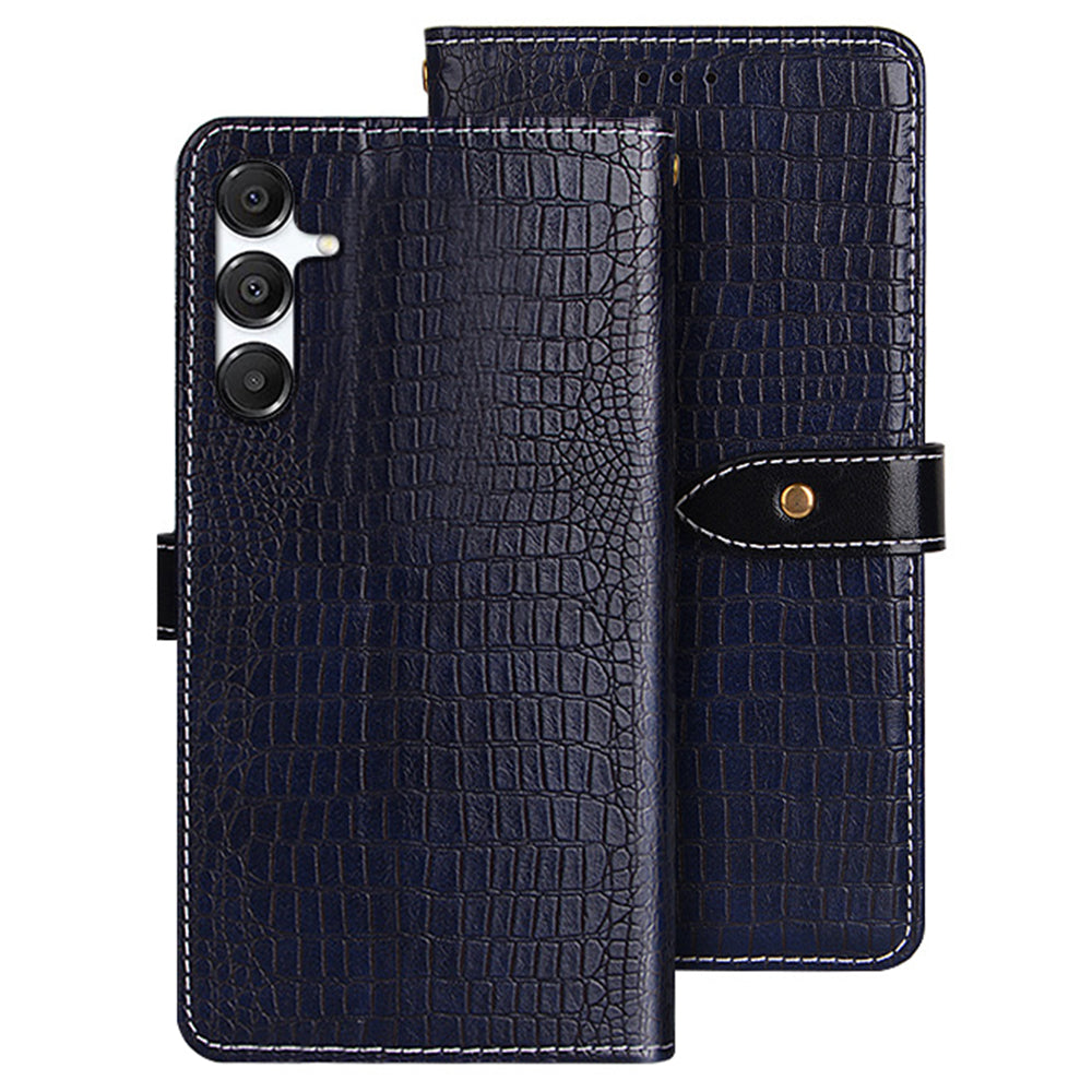 IDEWEI For Samsung Galaxy A16 5G / 4G Case Crocodile Texture PU Leather Flip Phone Cover - Blue