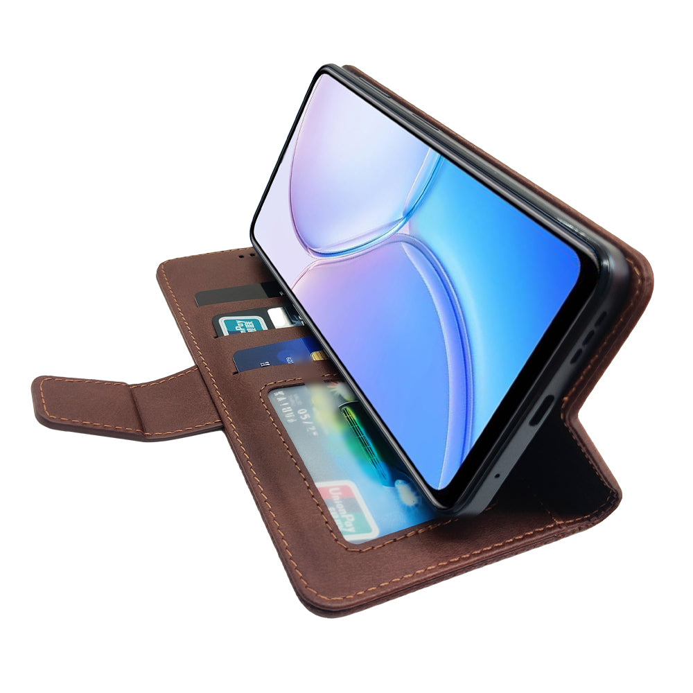 IDEWEI For Samsung Galaxy A16 5G / 4G Case Leather Wallet Phone Cover Stand Calf Texture - Coffee