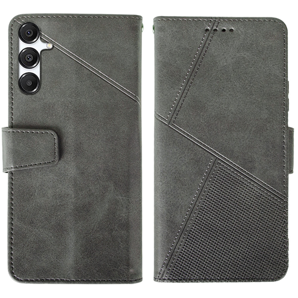 IDEWEI For Samsung Galaxy A16 5G / 4G Case Leather Wallet Phone Cover Stand Calf Texture - Grey