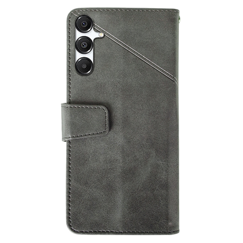 IDEWEI For Samsung Galaxy A16 5G / 4G Case Leather Wallet Phone Cover Stand Calf Texture - Grey