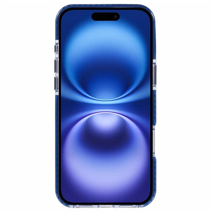 For iPhone 16 Plus Clear Case TPU+PC Shockproof Phone Back Cover - Blue