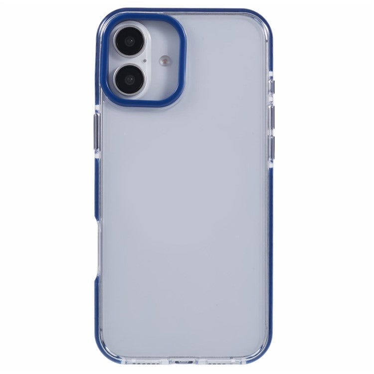 For iPhone 16 Plus Clear Case TPU+PC Shockproof Phone Back Cover - Blue