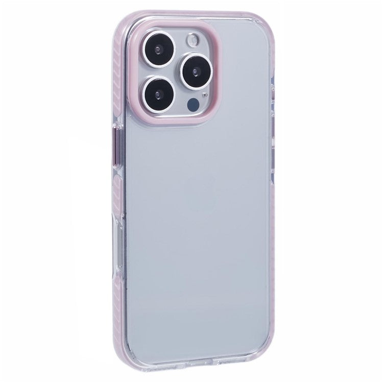 For iPhone 16 Pro Clear Case TPU+PC Shockproof Phone Back Cover - Pink