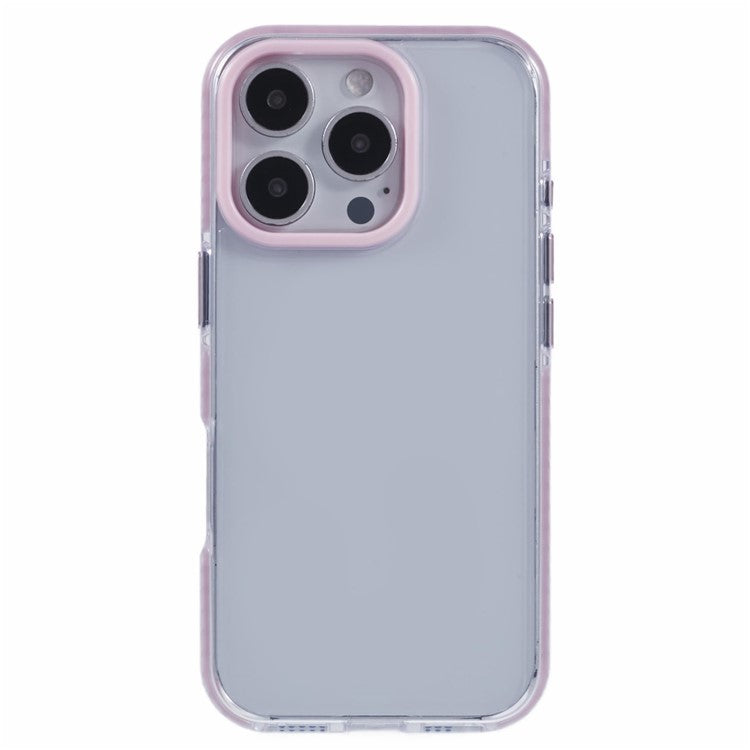 For iPhone 16 Pro Clear Case TPU+PC Shockproof Phone Back Cover - Pink