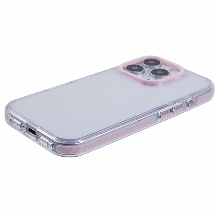 For iPhone 16 Pro Clear Case TPU+PC Shockproof Phone Back Cover - Pink