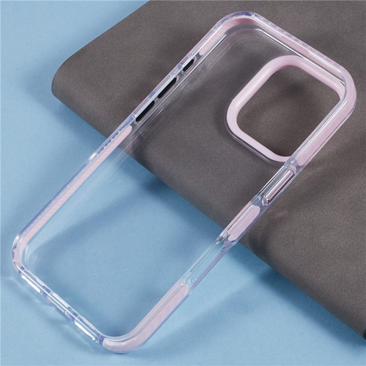 For iPhone 16 Pro Clear Case TPU+PC Shockproof Phone Back Cover - Pink