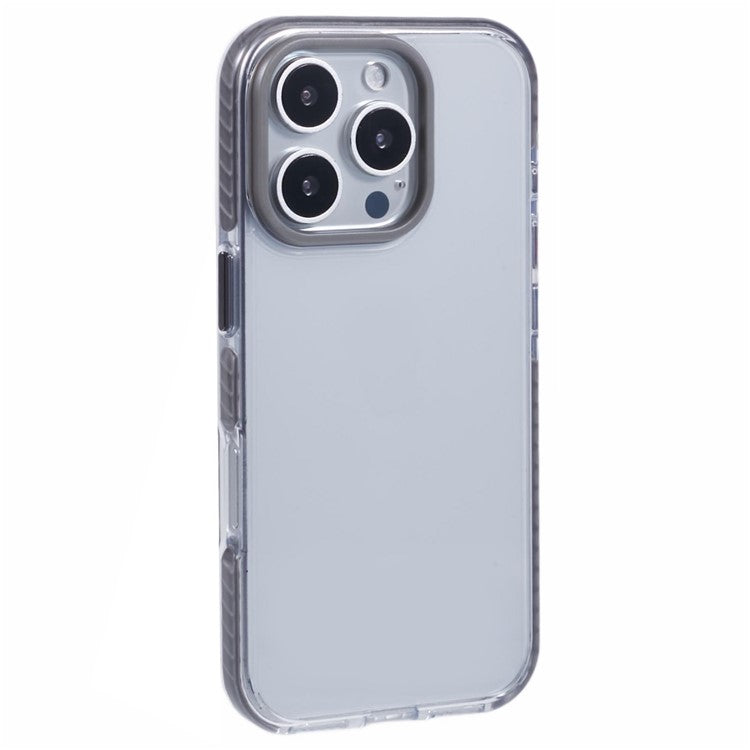 For iPhone 16 Pro Clear Case TPU+PC Shockproof Phone Back Cover - Grey
