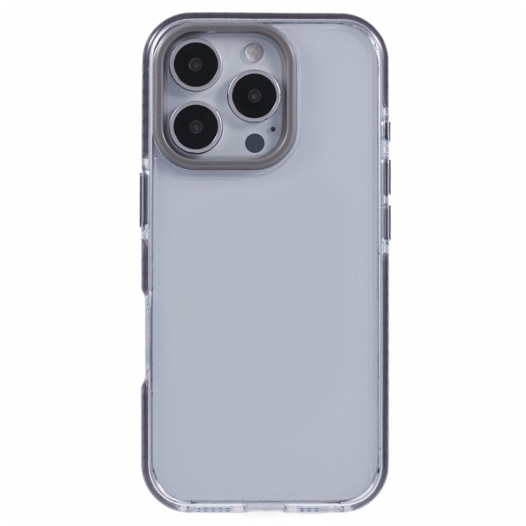 For iPhone 16 Pro Clear Case TPU+PC Shockproof Phone Back Cover - Grey