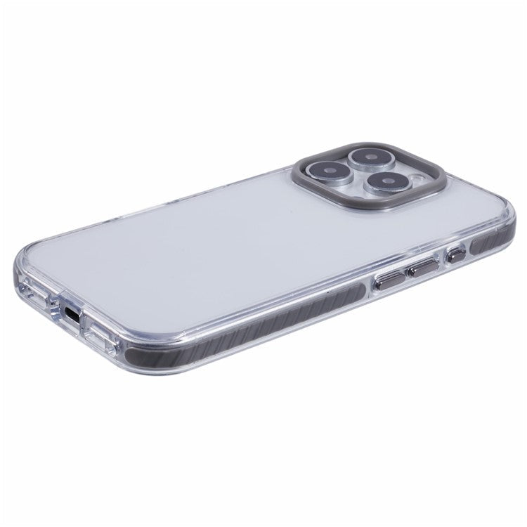 For iPhone 16 Pro Clear Case TPU+PC Shockproof Phone Back Cover - Grey