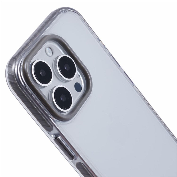 For iPhone 16 Pro Clear Case TPU+PC Shockproof Phone Back Cover - Grey