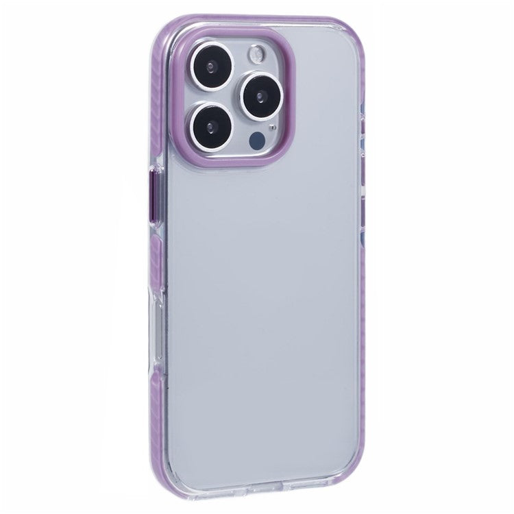 For iPhone 16 Pro Clear Case TPU+PC Shockproof Phone Back Cover - Purple