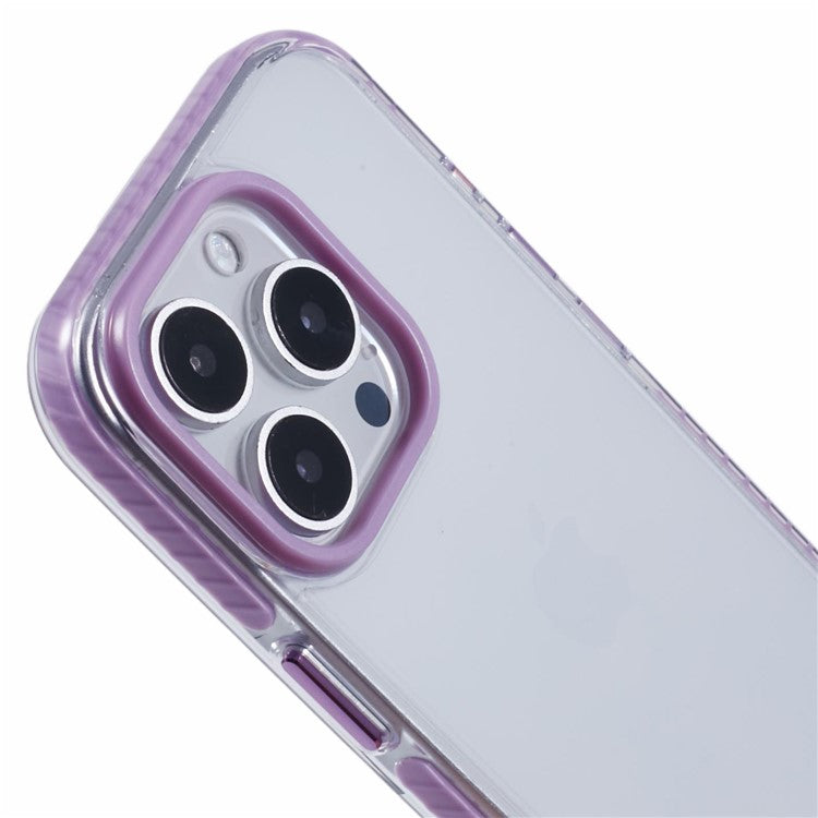 For iPhone 16 Pro Clear Case TPU+PC Shockproof Phone Back Cover - Purple
