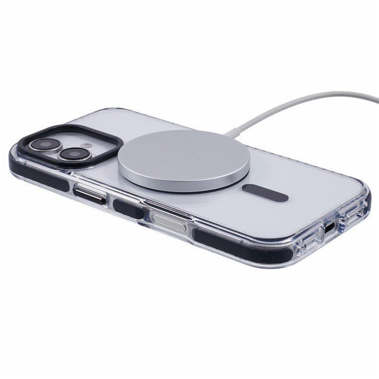 For iPhone 16 Clear Case Compatible with MagSafe TPU+PC Back Cover - Black