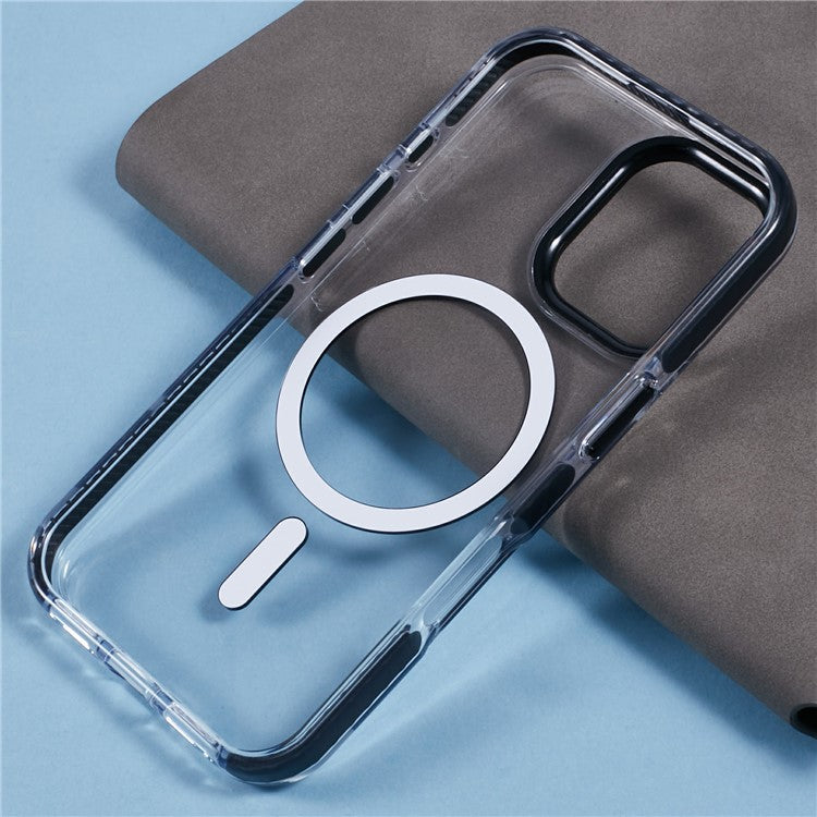 For iPhone 16 Clear Case Compatible with MagSafe TPU+PC Back Cover - Black