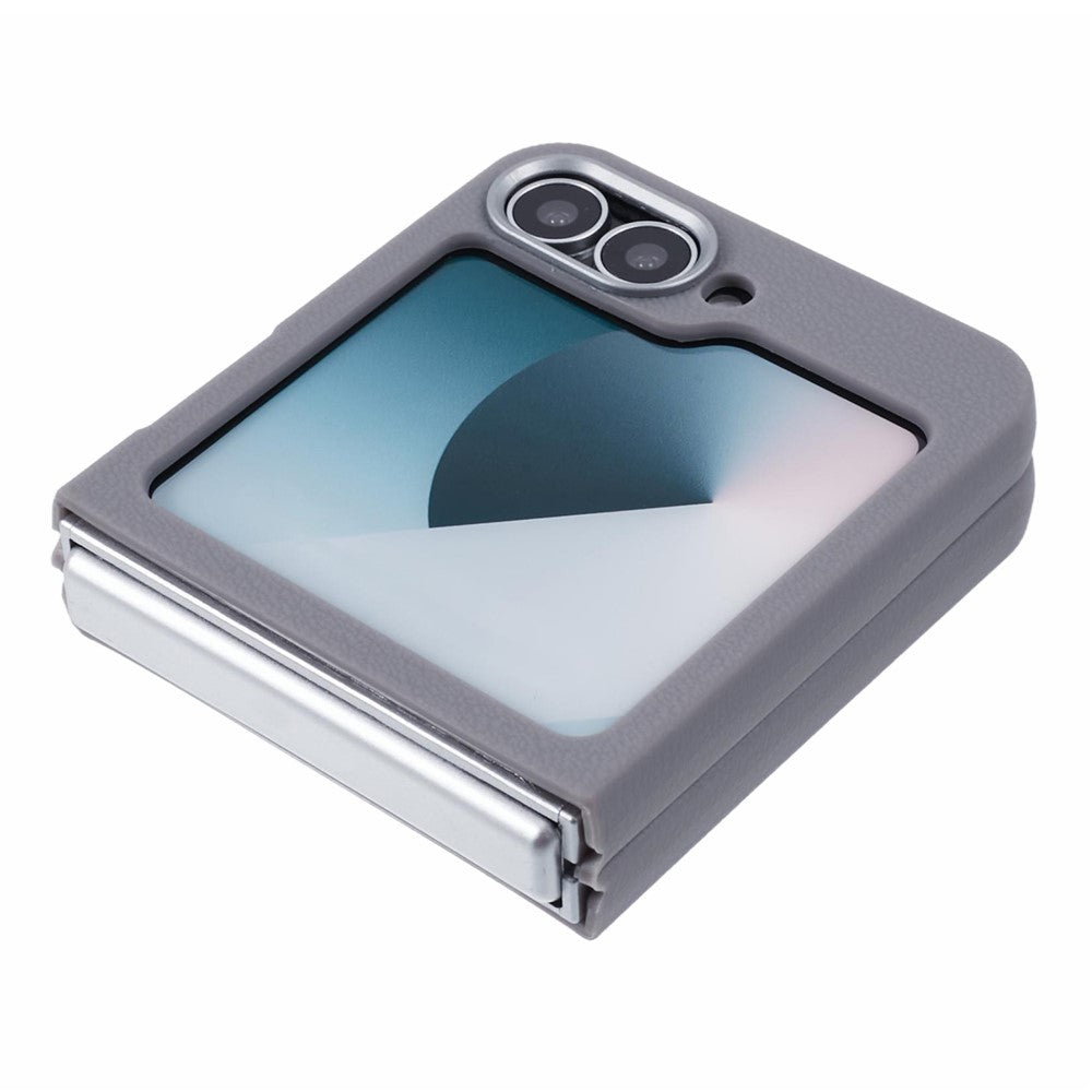For Samsung Galaxy Z Flip7 FE 5G / Z Flip6 5G / Z Flip5 5G Case Leather Textured TPU Shockproof Phone Cover - Grey