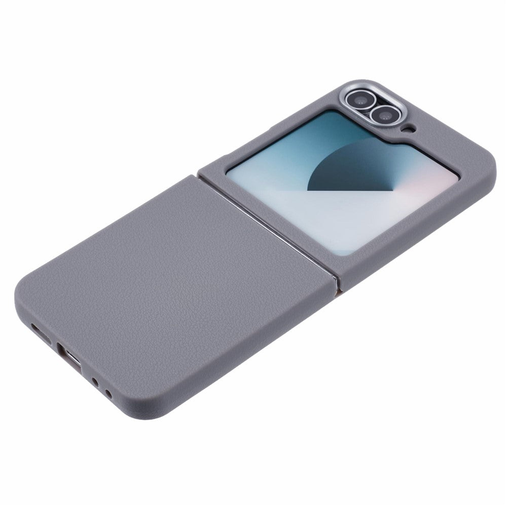 For Samsung Galaxy Z Flip7 FE 5G / Z Flip6 5G / Z Flip5 5G Case Leather Textured TPU Shockproof Phone Cover - Grey