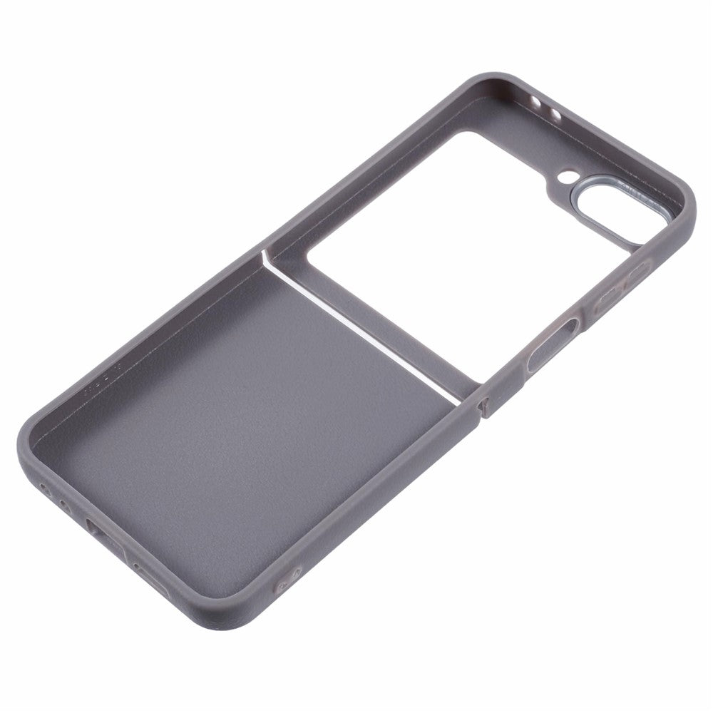 For Samsung Galaxy Z Flip7 FE 5G / Z Flip6 5G / Z Flip5 5G Case Leather Textured TPU Shockproof Phone Cover - Grey