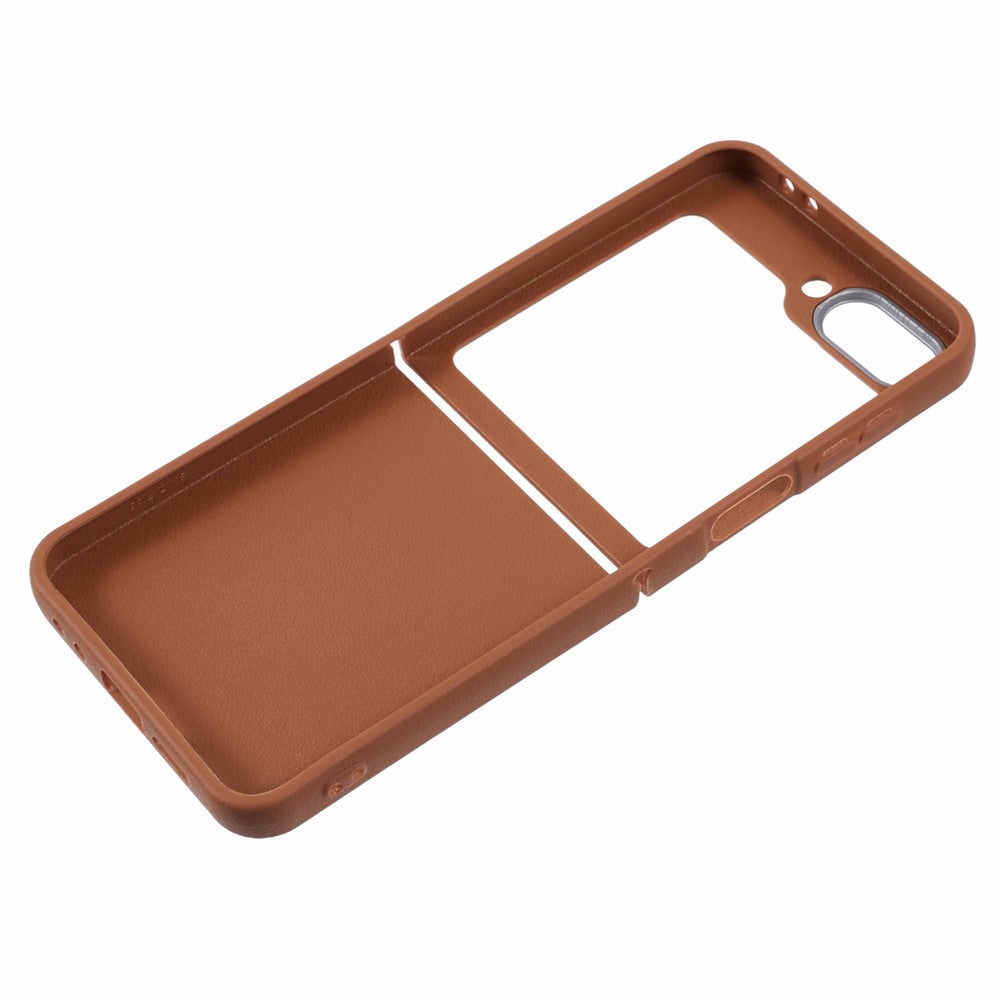 For Samsung Galaxy Z Flip7 FE 5G / Z Flip6 5G / Z Flip5 5G Case Leather Textured TPU Shockproof Phone Cover - Brown