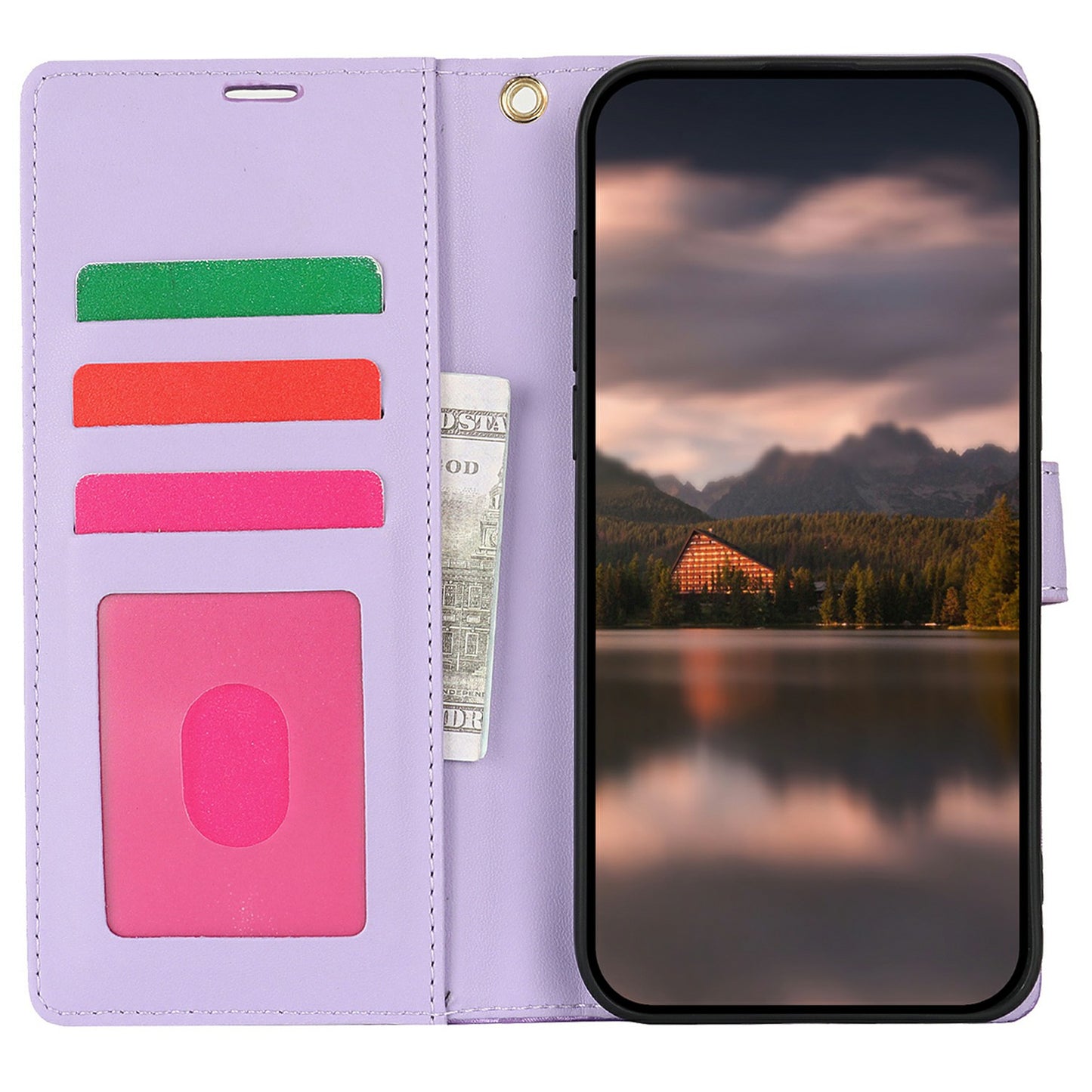 For Samsung Galaxy A06 Case with Hand Strap Flower Imprint Leather Wallet Phone Cover - Purple