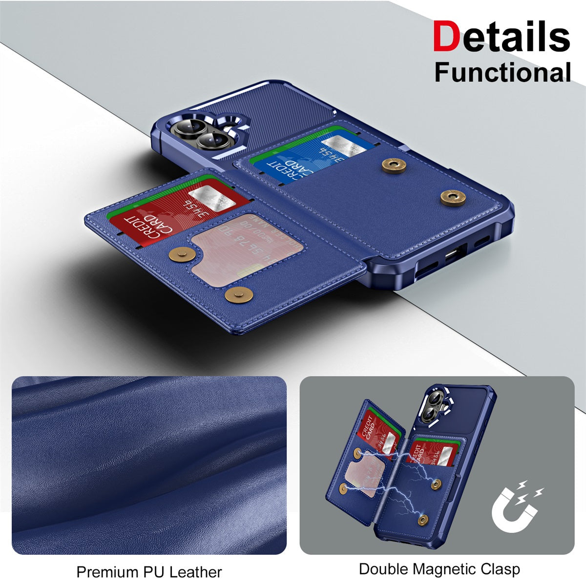 For iPhone 16 Plus ENKAY Hat-Prince Wallet Card Slot Kickstand PU Leather +TPU Back Phone Cover with Camera Lens Film - Cyan