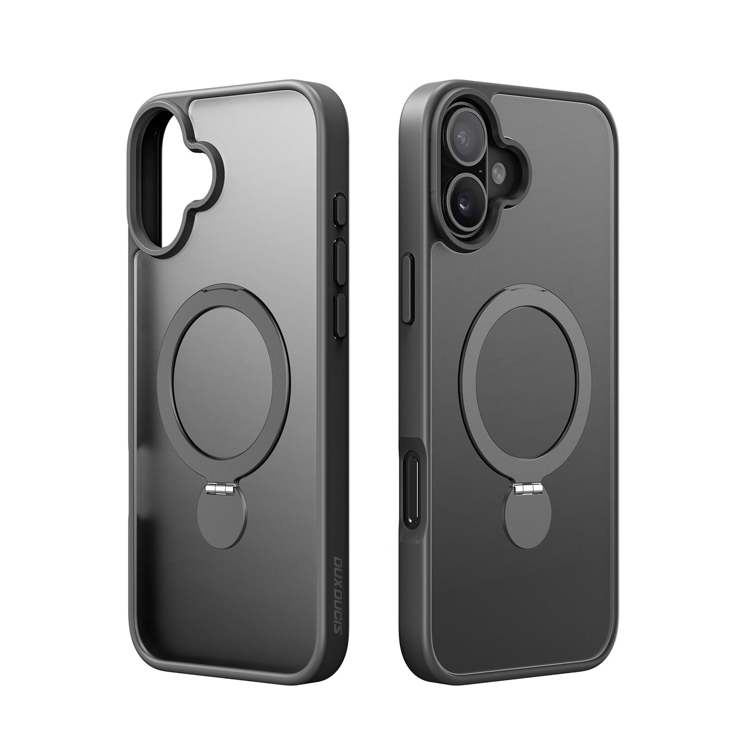 For iPhone 16 Plus Case DUX DUCIS Yind Series PC+TPU Phone Cover Compatible with MagSafe with Kickstand - Black