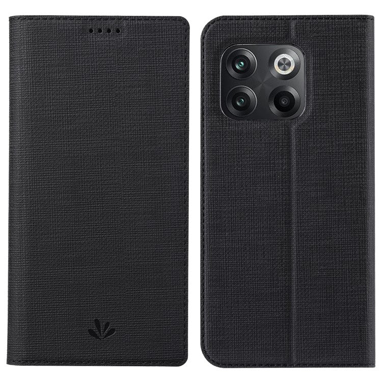 VILI DMX Series for OnePlus 10T 5G / Ace Pro 5G Card Slot Folio Flip Cover Magnetic Auto-absorbed PU Leather Stand Case - Black