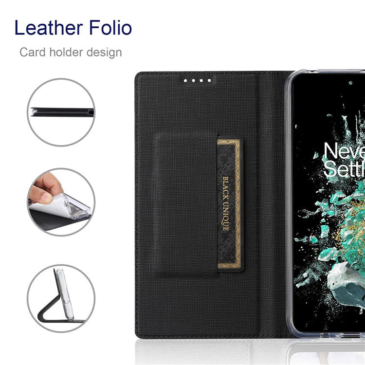VILI DMX Series for OnePlus 10T 5G / Ace Pro 5G Card Slot Folio Flip Cover Magnetic Auto-absorbed PU Leather Stand Case - Black