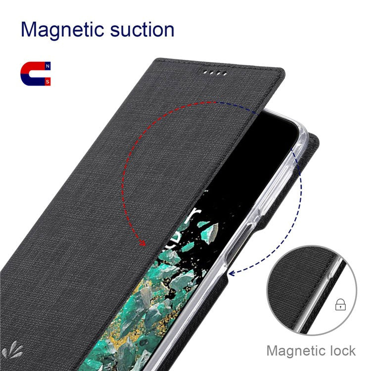 VILI DMX Series for OnePlus 10T 5G / Ace Pro 5G Card Slot Folio Flip Cover Magnetic Auto-absorbed PU Leather Stand Case - Black