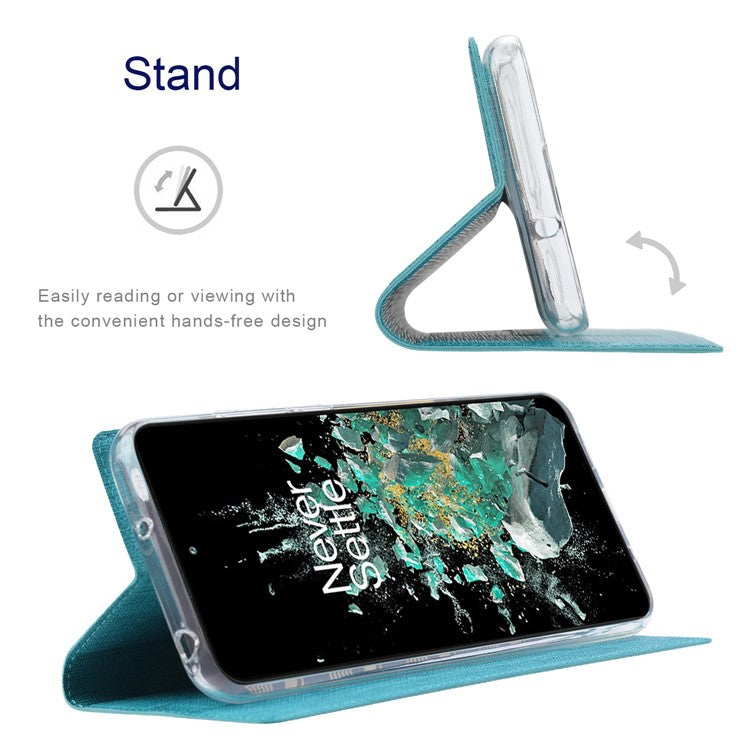 VILI DMX Series for OnePlus 10T 5G / Ace Pro 5G Card Slot Folio Flip Cover Magnetic Auto-absorbed PU Leather Stand Case - Blue