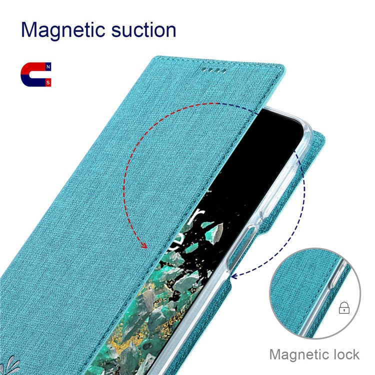 VILI DMX Series for OnePlus 10T 5G / Ace Pro 5G Card Slot Folio Flip Cover Magnetic Auto-absorbed PU Leather Stand Case - Blue
