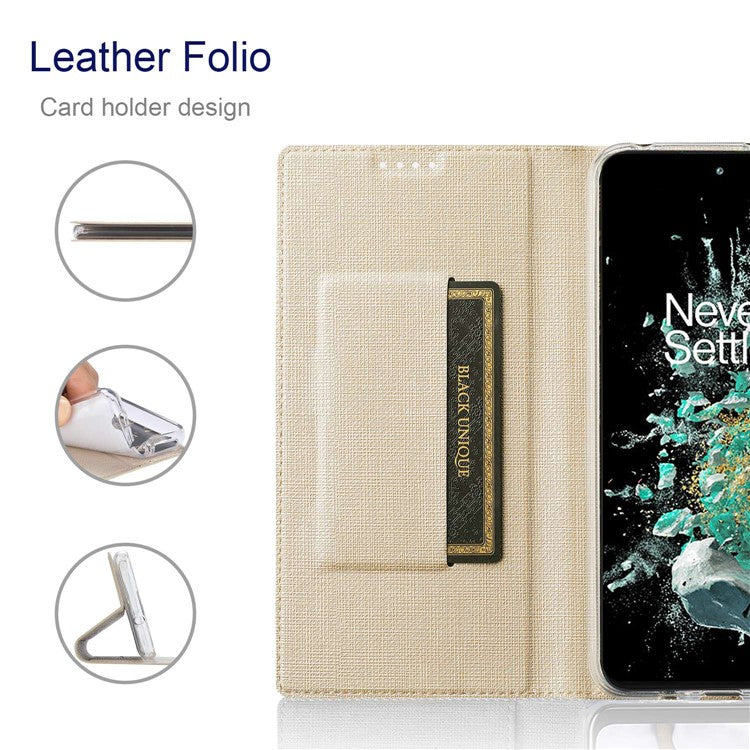 VILI DMX Series for OnePlus 10T 5G / Ace Pro 5G Card Slot Folio Flip Cover Magnetic Auto-absorbed PU Leather Stand Case - Khaki