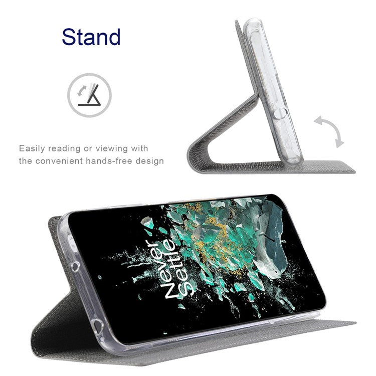 VILI DMX Series for OnePlus 10T 5G / Ace Pro 5G Card Slot Folio Flip Cover Magnetic Auto-absorbed PU Leather Stand Case - Grey