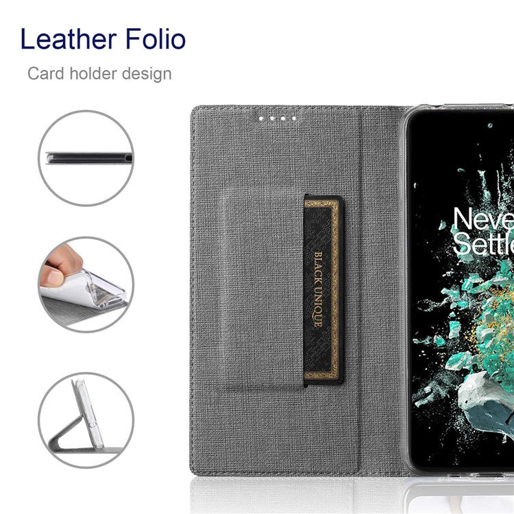 VILI DMX Series for OnePlus 10T 5G / Ace Pro 5G Card Slot Folio Flip Cover Magnetic Auto-absorbed PU Leather Stand Case - Grey