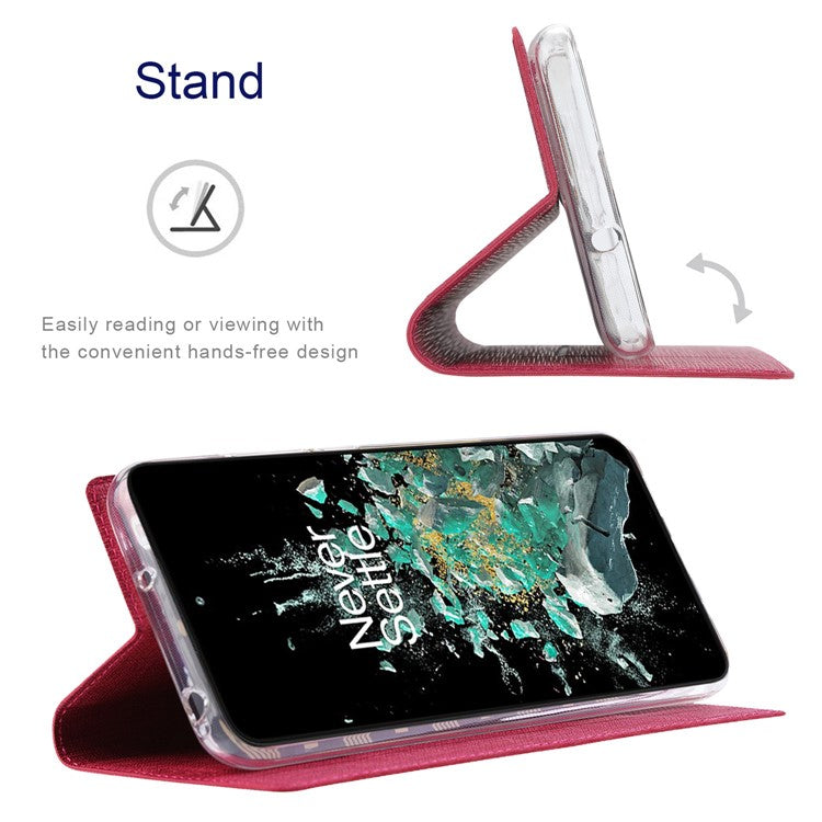 VILI DMX Series for OnePlus 10T 5G / Ace Pro 5G Card Slot Folio Flip Cover Magnetic Auto-absorbed PU Leather Stand Case - Rose