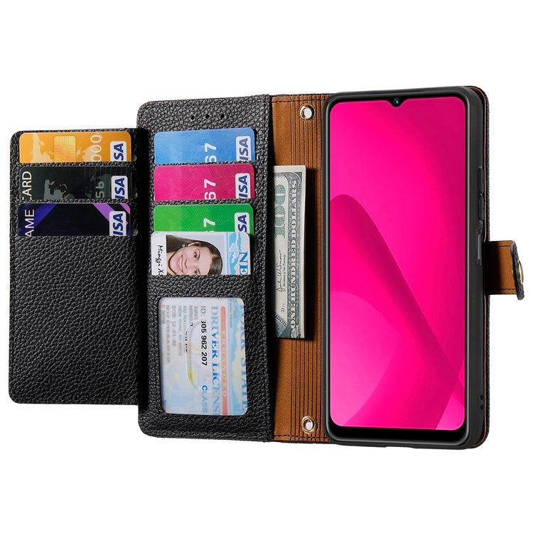 For Xiaomi Poco C75 4G / Redmi 14R 5G / 14C 4G Case RFID Blocking Zipper Pocket Leather Wallet Phone Cover - Black
