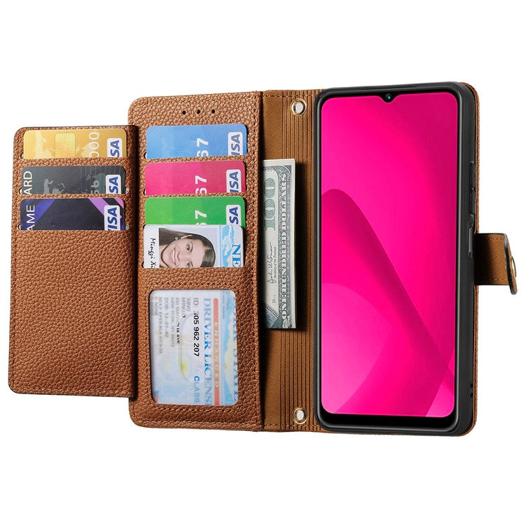 For Xiaomi Poco C75 4G / Redmi 14R 5G / 14C 4G Case RFID Blocking Zipper Pocket Leather Wallet Phone Cover - Brown