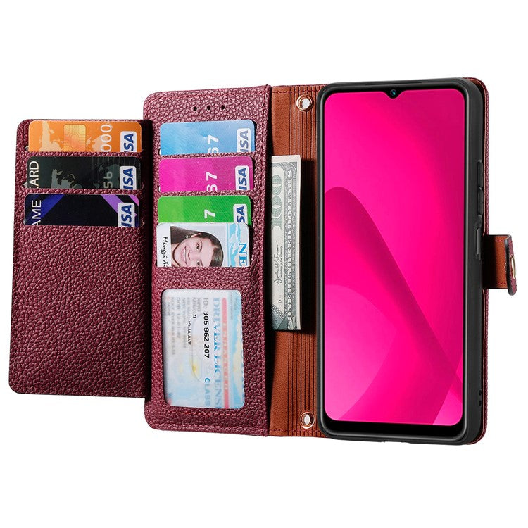 For Xiaomi Poco C75 4G / Redmi 14R 5G / 14C 4G Case RFID Blocking Zipper Pocket Leather Wallet Phone Cover - Red