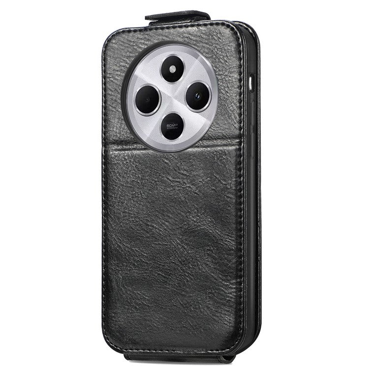 For Xiaomi Poco C75 4G / Redmi 14R 5G / 14C 4G Case Zipper Wallet Phone Leather Cover Vertical Flip Closing - Black