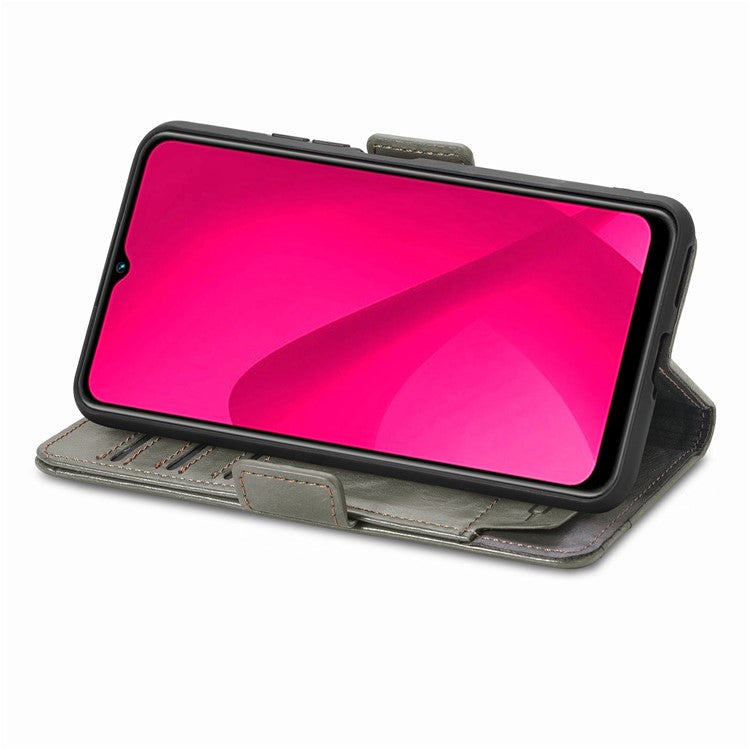 CASENEO 002 Series Splicing Phone Case For Xiaomi Redmi 14C 4G / 14R 5G / Poco C75 4G Stand Wallet PU Leather Cover - Grey