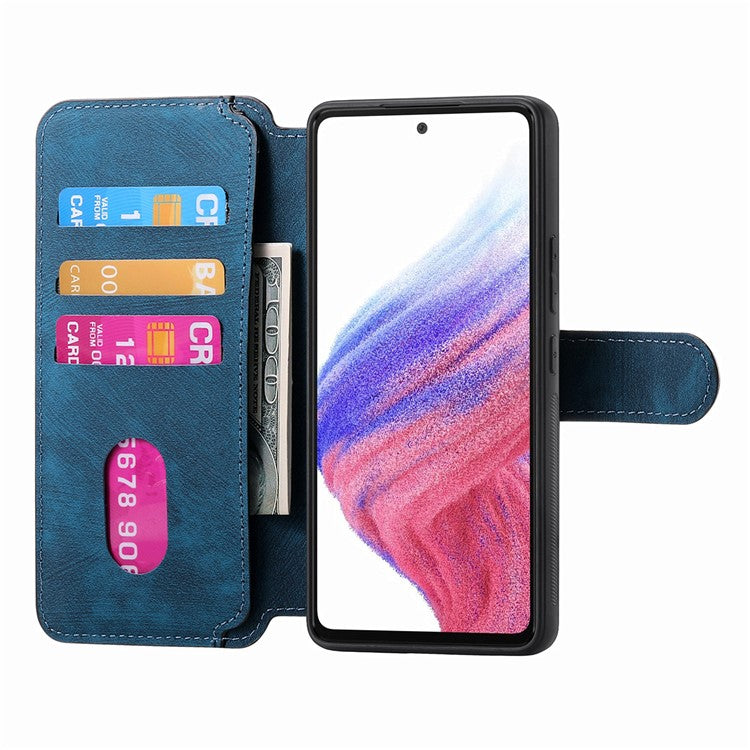 CASENEO MW-03 Phone Case For Xiaomi Redmi 14C 4G / 14R 5G / Poco C75 4G Leather+TPU Phone Cover with Detachable Wallet - Dark Blue