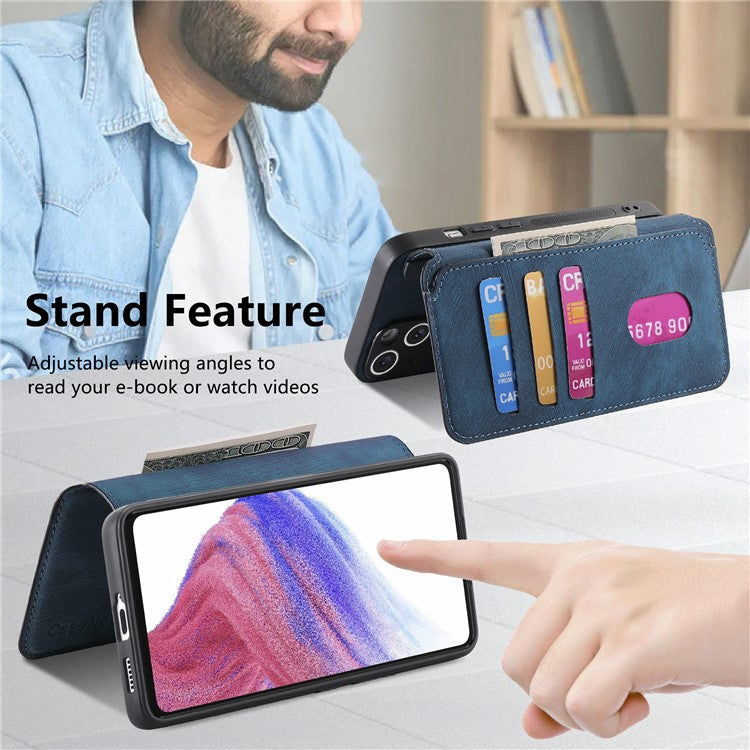 CASENEO MW-03 Phone Case For Xiaomi Redmi 14C 4G / 14R 5G / Poco C75 4G Leather+TPU Phone Cover with Detachable Wallet - Dark Blue