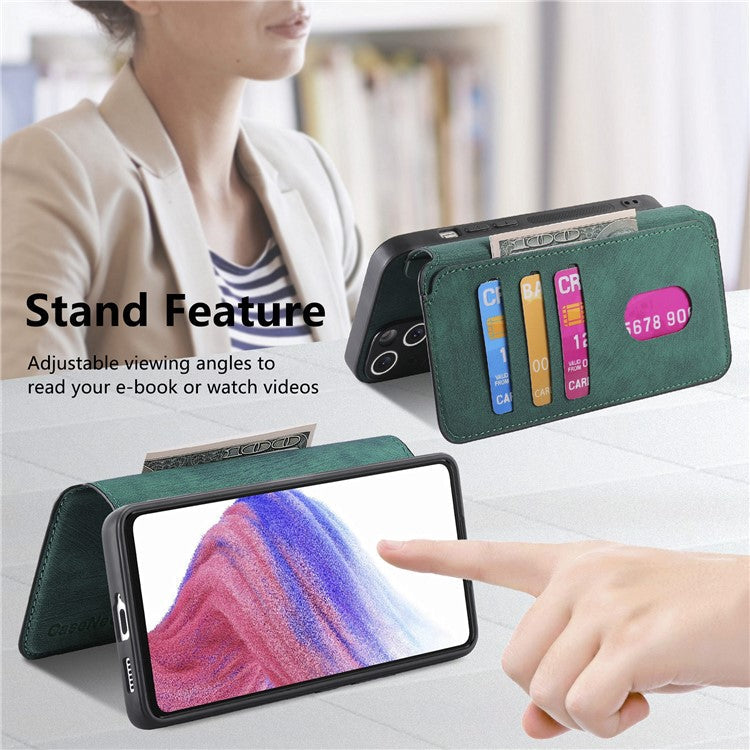 CASENEO MW-03 Phone Case For Xiaomi Redmi 14C 4G / 14R 5G / Poco C75 4G Leather+TPU Phone Cover with Detachable Wallet - Green