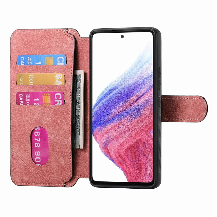 CASENEO MW-03 Phone Case For Xiaomi Redmi 14C 4G / 14R 5G / Poco C75 4G Leather+TPU Phone Cover with Detachable Wallet - Pink