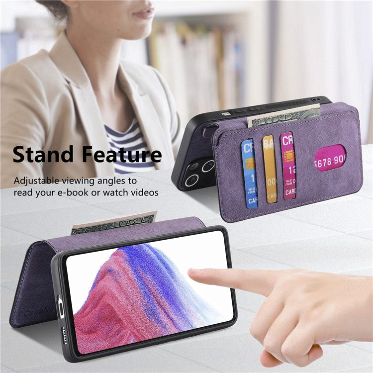 CASENEO MW-03 Phone Case For Xiaomi Redmi 14C 4G / 14R 5G / Poco C75 4G Leather+TPU Phone Cover with Detachable Wallet - Purple
