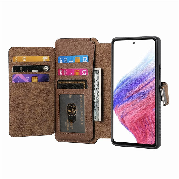 CASENEO MW-02 Phone Case For Xiaomi Redmi 14C 4G / 14R 5G / Poco C75 4G Detachable Magnetic Leather Flip Phone Cover - Brown