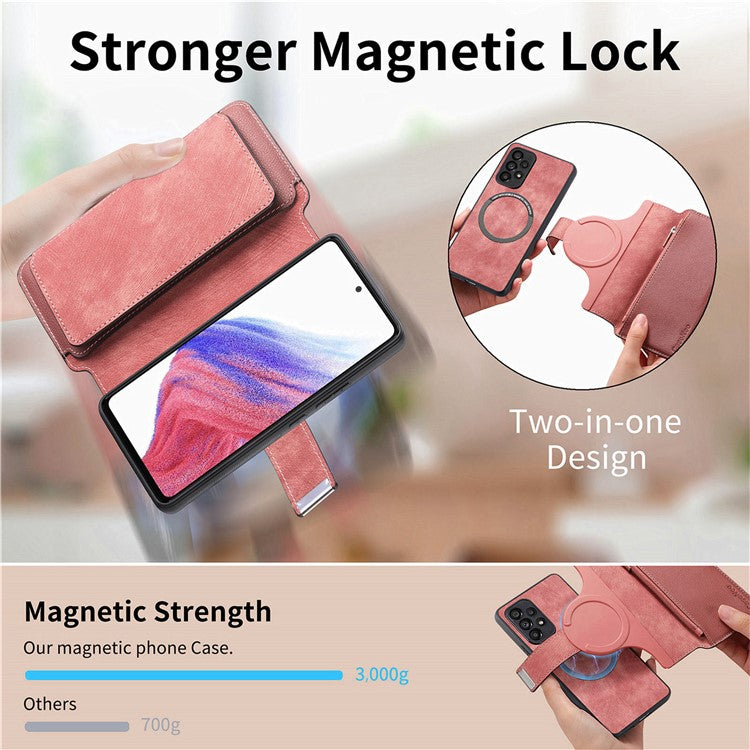 CASENEO MW-02 Phone Case For Xiaomi Redmi 14C 4G / 14R 5G / Poco C75 4G Detachable Magnetic Leather Flip Phone Cover - Pink