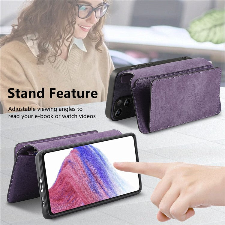 CASENEO MW-02 Phone Case For Xiaomi Redmi 14C 4G / 14R 5G / Poco C75 4G Detachable Magnetic Leather Flip Phone Cover - Purple